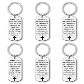 6PCS Christian Gifts Keychain Religious Gift Bible Verse Keyring Inspirational Christian Present for Female Best Friend Women Men Religious Souvenir for Friends Faith Keychain Easter Birthday Present