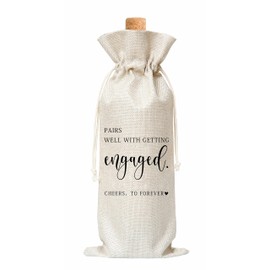 Engegement Wine Gift Bag, Wine Bag for Getting Married, Engagement, Bride and Groom, Couples, Her, Him, Wedding, Save the Date Wedding, 1 Pc Burlap Wine Bottle Cover Bag (a15)