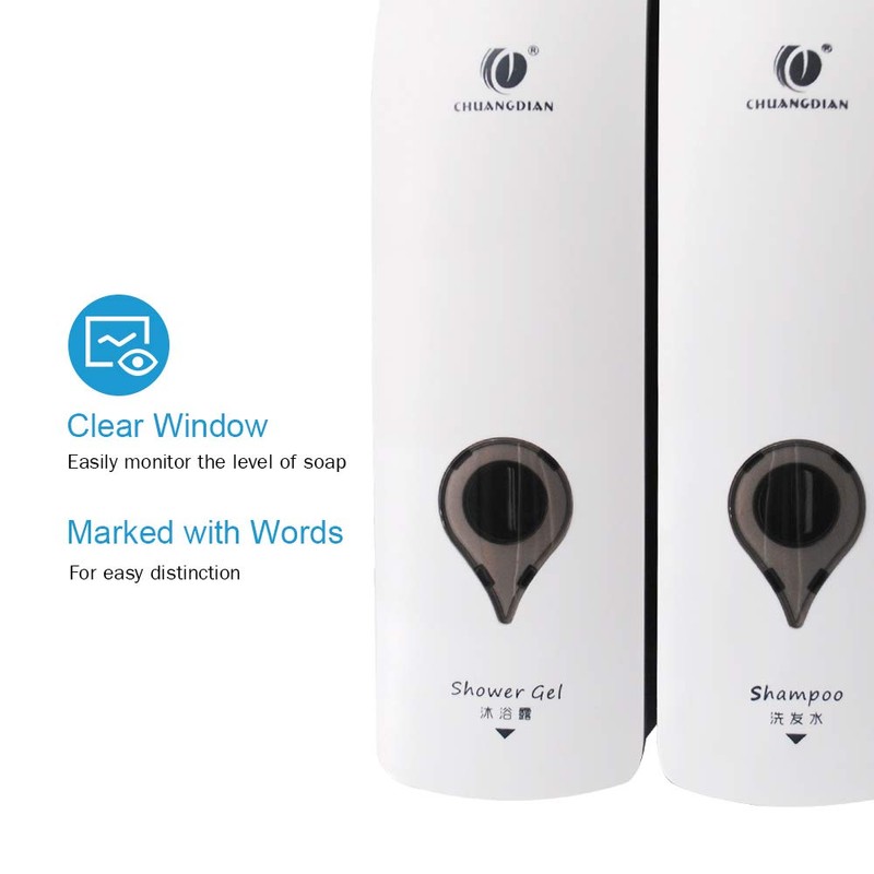 Decdeal Manual Soap Dispenser Double Head Bathroom Kitchen Hotel 300ml