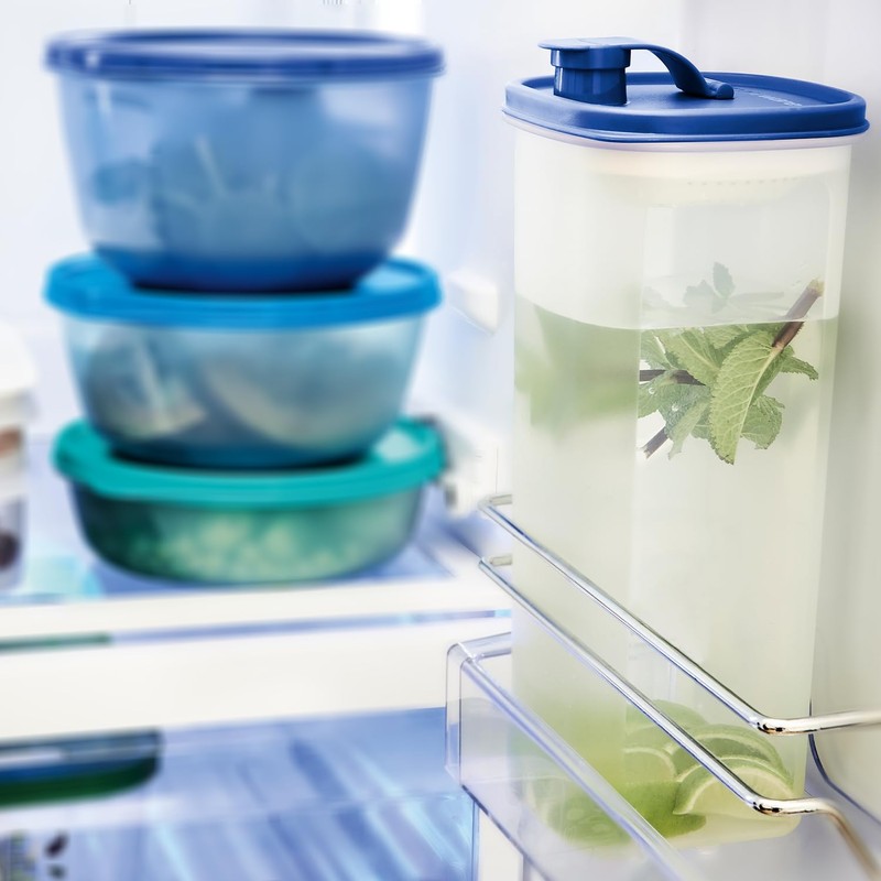 Tupperware Slim Line 2-Pitcher Set in Blue, Dishwasher Safe and