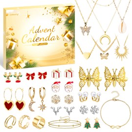 Jewelry Set Advent Calendar 2024, 24 Days Countdown Calendar for Adult Women Christmas, Fashion Bracelet Necklace Rings Earring, Xmas Surprise Gift for Wife Daughter Mom Adult Girls