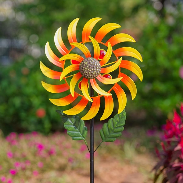 Viveta Wind Spinners for Yard and Garden, Sunflower Metal Wind