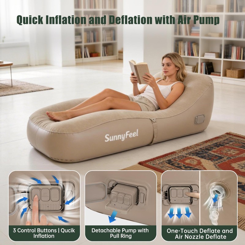 SUNNYFEEL Inflatable Lounge Chair with Built-in Pump