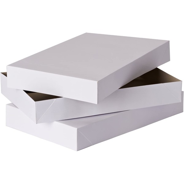 2 Deep Robe White Gift Boxes, 17 x 11 x 3.5 Inches