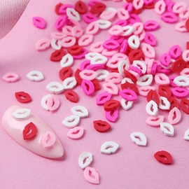 Red Lips Nail Charms Valentine’ s Day Nail Art Charms 3D White Pink Red Hollow Lips Acrylic Nail Crystal Charms Cute Small Lip Print Nail Design Valentine’ s Day Nail Decoration Supplies for Women