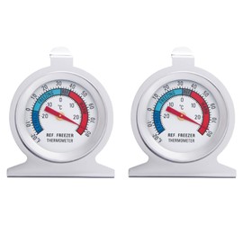 2 Pack Stainless Steel Fridge Thermometers, Double Scale Stand and Hang, High Accuracy, Quick Reading, Suitable for Freezers, Refrigerators and Refrigerators