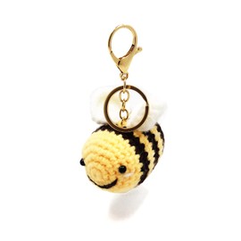 CHEZBABY Handmade Cute Crochet Bag Charm Key Chain Car Keyring Handbag Cute Purse Charm Pendant for Man and Women(Bee)