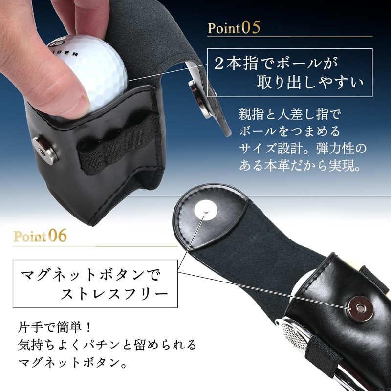 SORIOKI Golf Ball Case, Genuine Cowhide Leather, Set of 4,