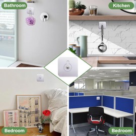 VITASHYNX 30 Pcs Self Adhesive Hooks, No Nail Picture Hangers Heavy Duty, Strong Wall Hooks for Hanging, Transparent Waterproof Adhesive Wall Hooks for Bathroom, Kitchen, Home and Office