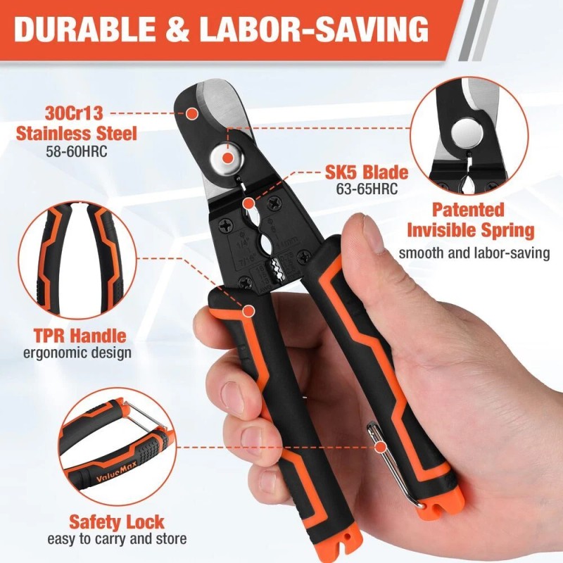 ValueMax 7 Inch Wire Stripper Cable Cutters 4 in 1