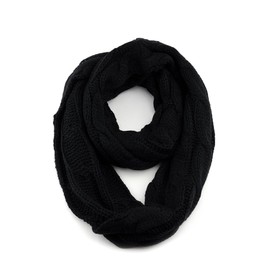 NYFASHION101 Soft Winter Warm Chunky Knit Cowl Infinity Loop Scarf, Black