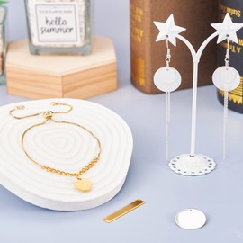 Craftdady 40pcs Blank Stamping Charms Flat Round Rectangle Metal Engraving Plate Dangle for DIY Necklace Bracelet Jewelry Making Brass, Brass