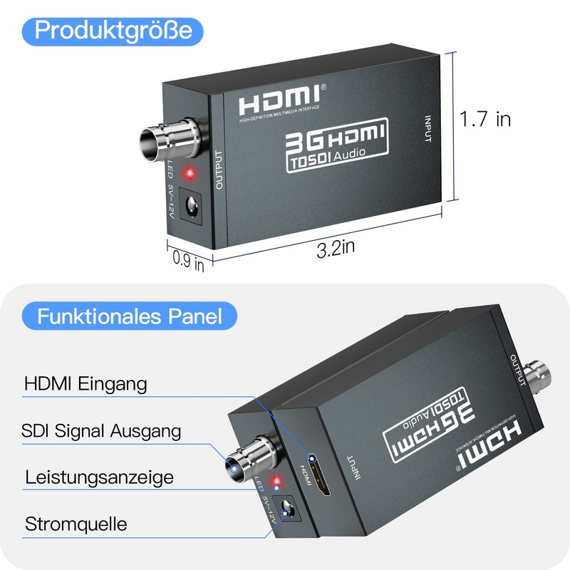 SHUITING HDMI to SDI Converter, HDMI to 3G-SDI/HD-SDI, HDMI Input
