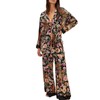 Fenghualzzniya Women Satin Pajama Set Floral Silk Pajamas 2 Piece