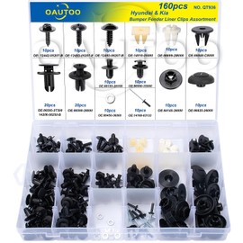 OAUTOO 160pcs for Hyundai & Kia Bumper Engine Under Cover Fender Liner Rocker Molding Retainer Clips Assortment Screw with Nut Kit