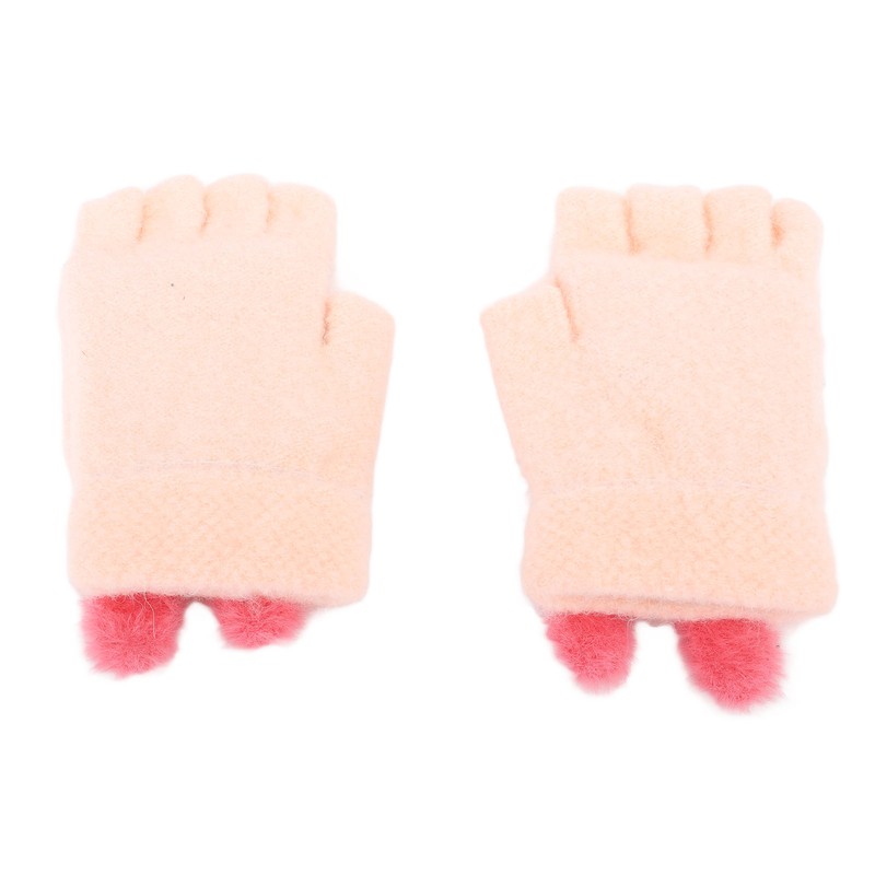 USB Heated Knitted Flap Gloves Half Finger 5V Winter Heating