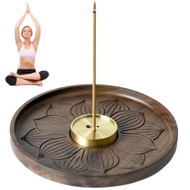 Norhogo Wooden Lotus Incense Stick Holder, Incense Holder, Wooden Lotus Incense Stick Holder with Ash Collection Tray, Incense Cone Holder for Home Decoration, Meditation and Yoga