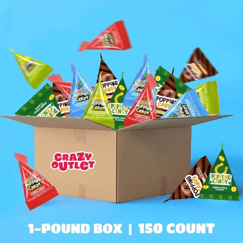 CrazyOutlet Popping Rock Candy Assortment - 1 Pound Box -