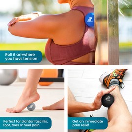 Beenax Lacrosse Massage Ball (Set of 3) - Trigger Point, Myofascial Release, Plantar Fasciitis, Deep Tissue, Yoga, Pilates, Rehab, Physio - Shoulders, Neck, Back, Foot, Body