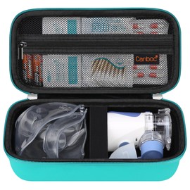 Canboc Travel Case for Portable Handheld Inhaler Nebulizer, Home Compression Nebulizer for Adults and Kids, Mesh Pocket fit Packets of Medication or Other Essentials, Turquoise (Case Only)