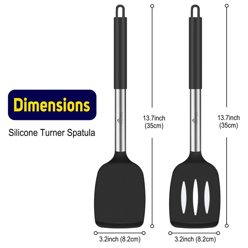 HOTEC Silicone Spatula Set of 2 Heat-Resistant 600°F & BPA-Free