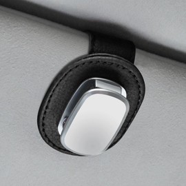 Fenzer 2-Pack Sunglasses Holders for Car Visor- Leather Sunglasses Eyeglass Glasses Holder Mount and Ticket Card Clip - Car Visor Accessories (Black)