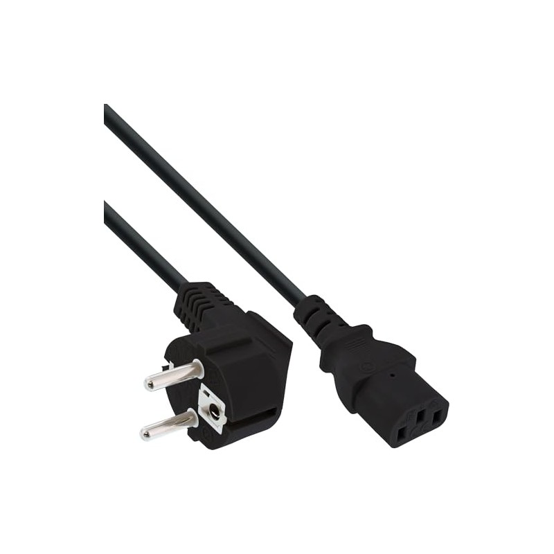 InLine Mains Lead 0.5 m angled Schuko to IEC C13,