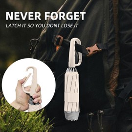 Trenovo Inverted Umbrella with Carabiner Handle, Compact Travel Windproof Umbrellas For Rain and Sun, Portable Reverse Folding UV Umbrella Upside Down, Large Car Umbrellas for Women Men (Beige)