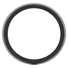 BDK Bling Bling Glitter Diamond Leather Steering Wheel Cover with 9 Rows Crystal Rhinestones, Fits Wheels 14.5-15 inch for Women/Girls Crystal Rhinestones - Silver