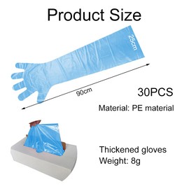 Long Sleeve Veterinary Gloves,Veterinary Gloves,Veterinary Insemination Rectal Long Gloves,Gloves for Livestock Insemination,Cow Palpation Gutting Gloves,Household Cleaning,90cm,Light Blue,30 pcs