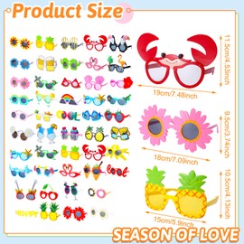 Marsui 48 Pairs Funny Sunglasses Hawaiian Glasses Bulk Luau Sunglasses Adults Party Pack Photo Booth Props Hawaiian Party Favors Accessories Summer Beach Tropical Supplies Decorations