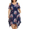 Sun Dresses Women Plus Size Blue Floral Print Beach Cold