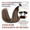 Hetto Extensiones Cabello Natural 50gr 14in Marrón Oscuro Con Ceni