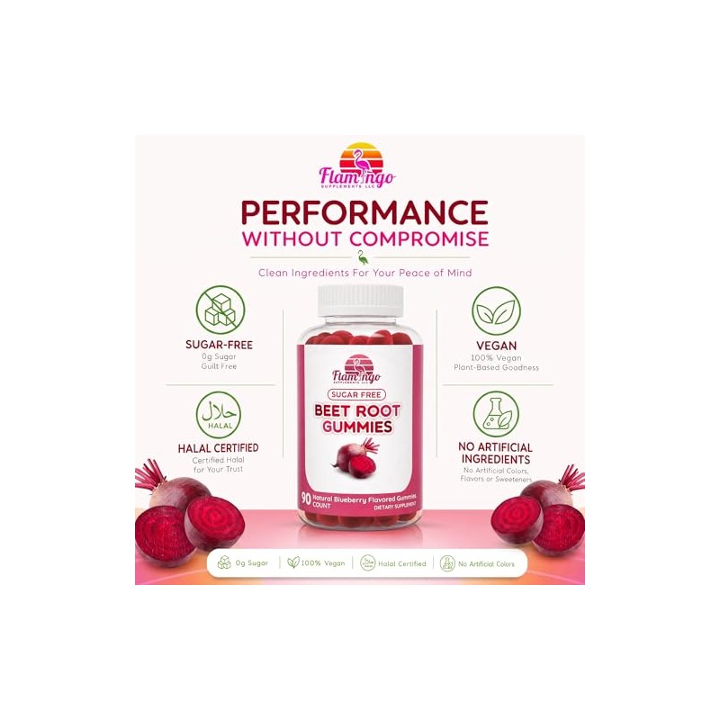 Flamingo Supplements Gomitas De Raíz De Remolacha De Óxido Nítrico