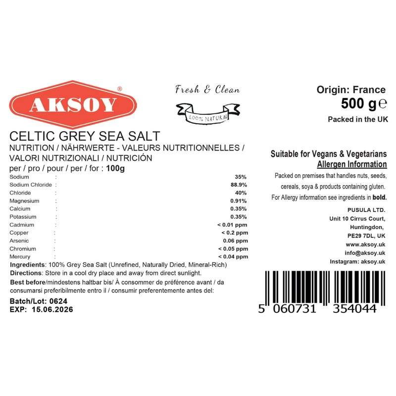 Aksoy Celtic Grey Sea Salt Coarse 500g Natural Mineral-Rich Sea