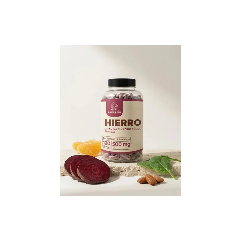 Hierro Vitamina Ácido Fólico Biotina Raíces Zen 120 Caps Sabor