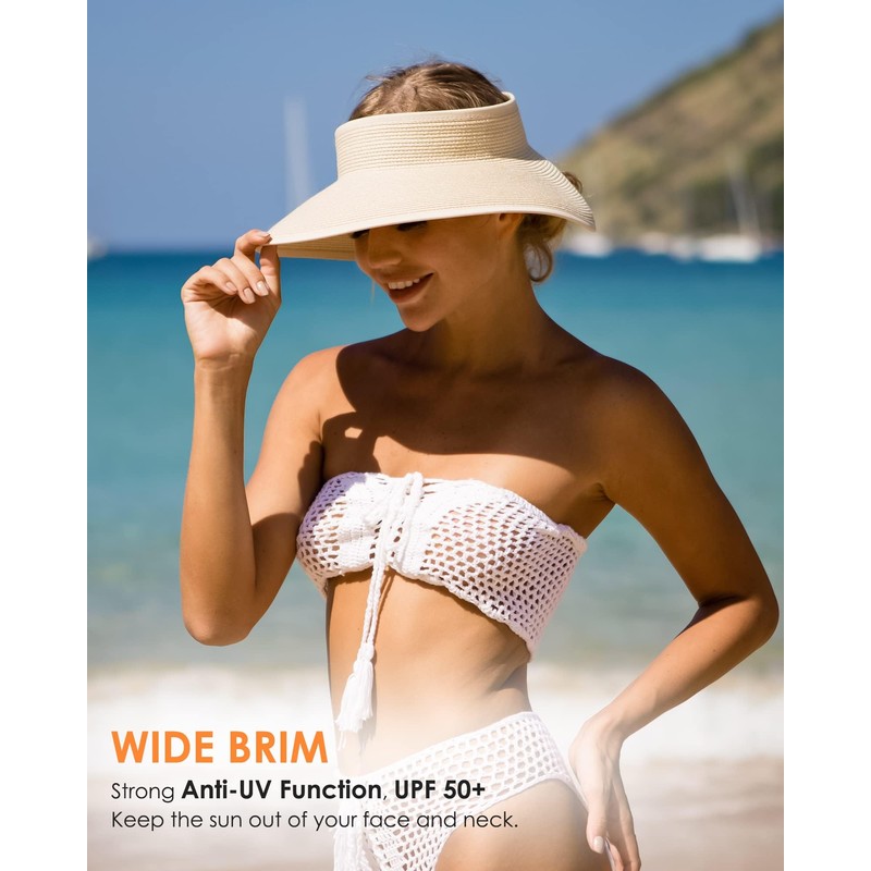 FURTALK Sun Visor for Women Wide Brim UV Protection Sun