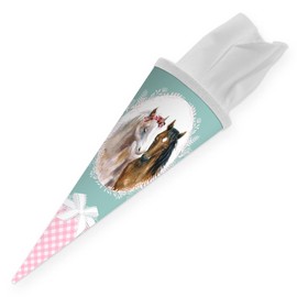 itenga Siblings School Cone Horses Sugar Bag Felt Closure First Day of School 35 cm