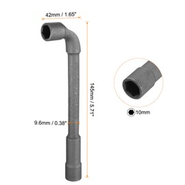 HARFINGTON L Shaped Angled Hex Socket Wrench 10mm CR-V Double Ended Metric 6 Point Tubular Socket Spanner for General Repairing, Pipeline, Bicycle Car Maintenance