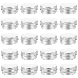 LXUEJIE 20 Pcs 0.5 Ounce Aluminum Tin Jar, 15 ml Round Refillable Containers with Screw Lid Travel Lip Balm Tins for Salves Lotion Bars Beard Balms Candles