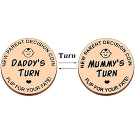 New Parent Decision Coin,Gifts for Mum Dad,Newborn Baby Gifts,Flip Coin Decision,Mother's Day,Novelty Gift,for Father and Pregnant Mother,Stainless Steel(Rose Gold)