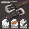 Men Women Western Leather Belt Cowhide Engraved Belt Western Cowboy
