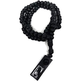 Muslim Wooden Tasbih 99 Rosary Beads Amn081 Printed Picture Tag Islam Prayer Zikr Misbaha Ramadan Gift (Black)