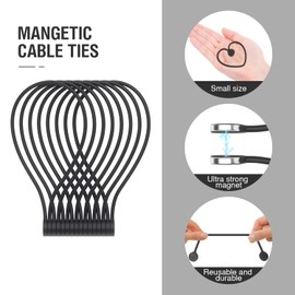 Magnetic Twist Ties, Reusable Silicone Cable Ties with Strong Magnet for Bundling and Organizing,Cord Wrap Clip Straps for Home or Office (Black-32 Packs)