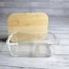 Crofton Divided Glass Dish Food Meal Storage Container Bamboo Airtight