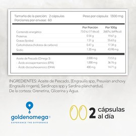 Maklen Omega 3 Platinum - EPA1,000 mg y DHA 400 mg - Aceite de Pescado de Golden Omega con Certificacion IFOS - 120 Softgels de 1,300 mg              