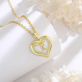 Vito 18K Gold Letter Pendant Necklaces for Women, CZ Double Heart Initial K Necklace, Dainty Infinity Alphabet Love Jewelry Gifts for Mom Wife, 18"