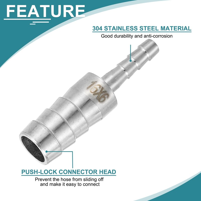uxcell 2Pcs 5/8" to 1/4" Hose Barb Reducer Pipe Fitting,