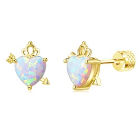 Liaya Unicorn Earrings for Girls Women - 925 Sterling Silver Hypoallergenic Cute Opal Stud Earring for Sensitive Ears, 14K Gold Plated Mini Animal Earrings Jewelry Lovely Gifts for Kids & Little Girls