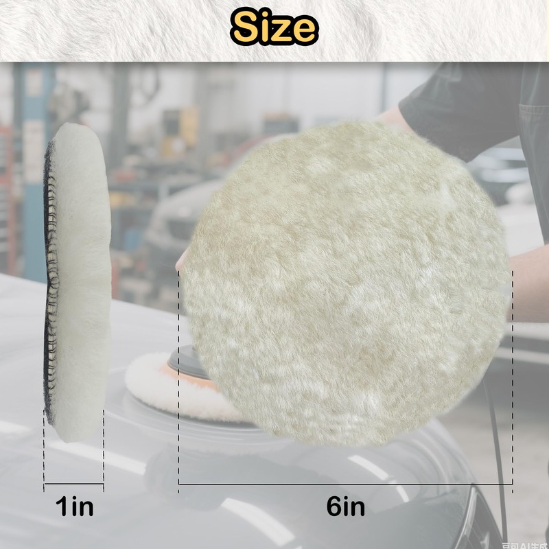ZHYFC Wool Buffing Pads 6 Inch, 2 Pack Wool Buffing